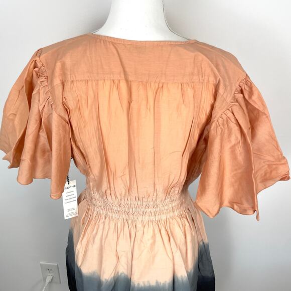 St. Roche Monarch Silk Dip Dye Mini Dress In Praline Wild Rose Black Size 10 New - Picture 9 of 15